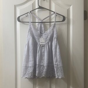 Lace Trim Crossback Cami in Light Lavender